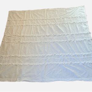 World Market White Shower Curtain Cotton Tassels Boho 72x72”